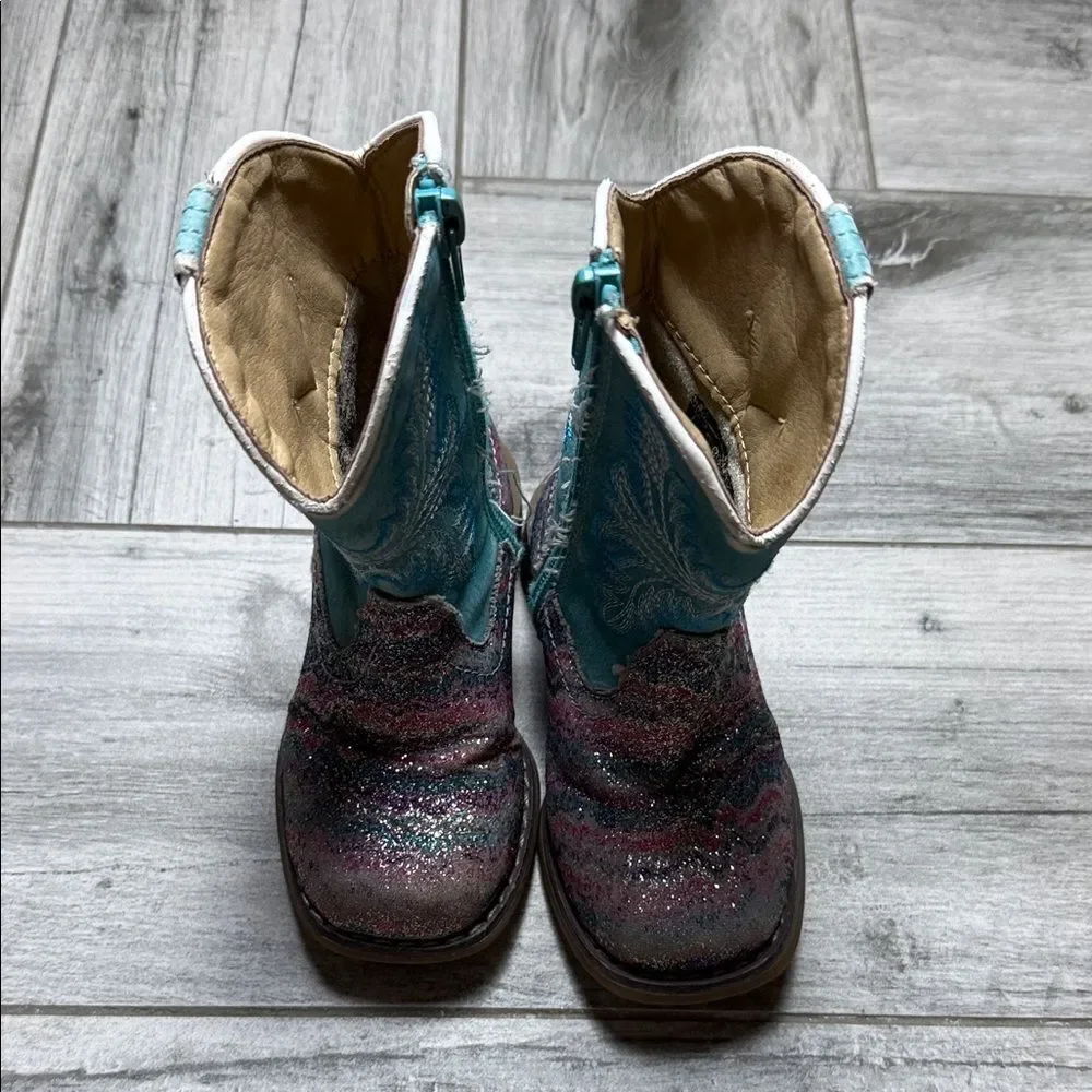 Baby/Toddler Sparkle Western Boots in Blue and Pink